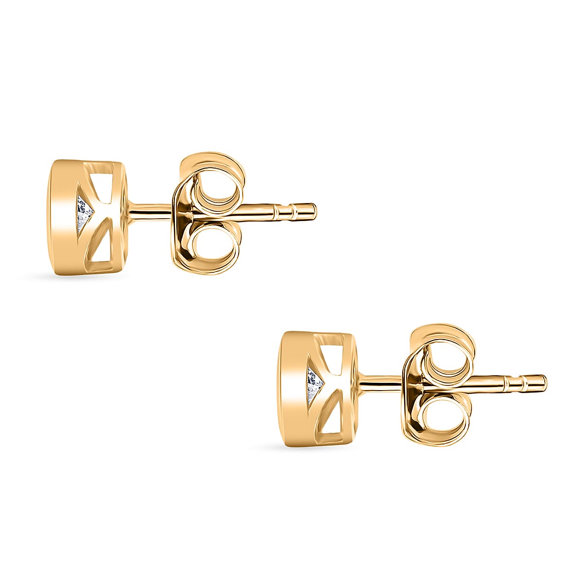 Luxuriant Lab Grown Diamond (SI-GH) Solitaire Stud Earring with Screw Back in 18K Vermeil Yellow Gold Plated Sterling Silver 0.49 Ct.