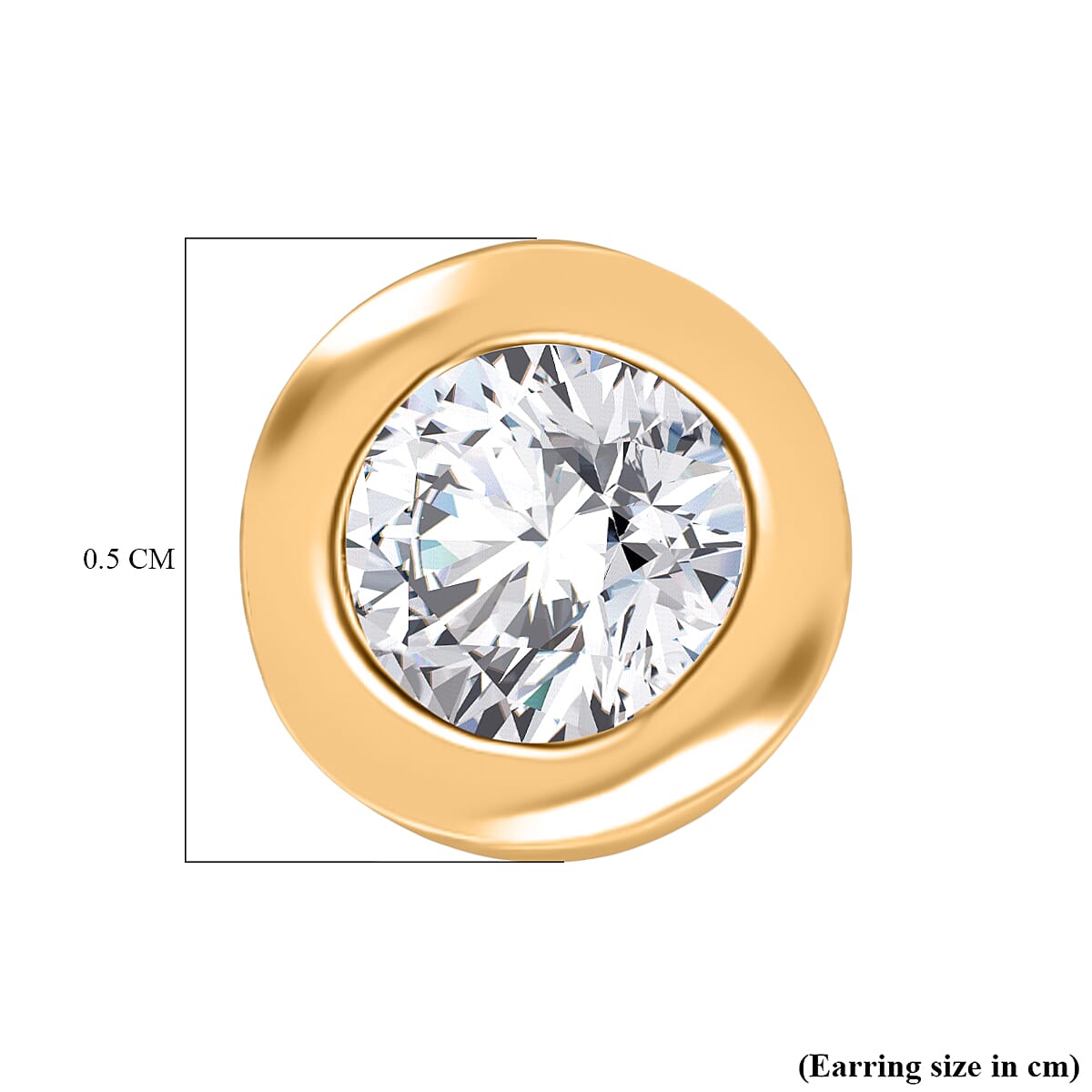 Luxuriant Lab Grown Diamond (SI-GH) Solitaire Stud Earring with Screw Back in 18K Vermeil Yellow Gold Plated Sterling Silver 0.49 Ct.