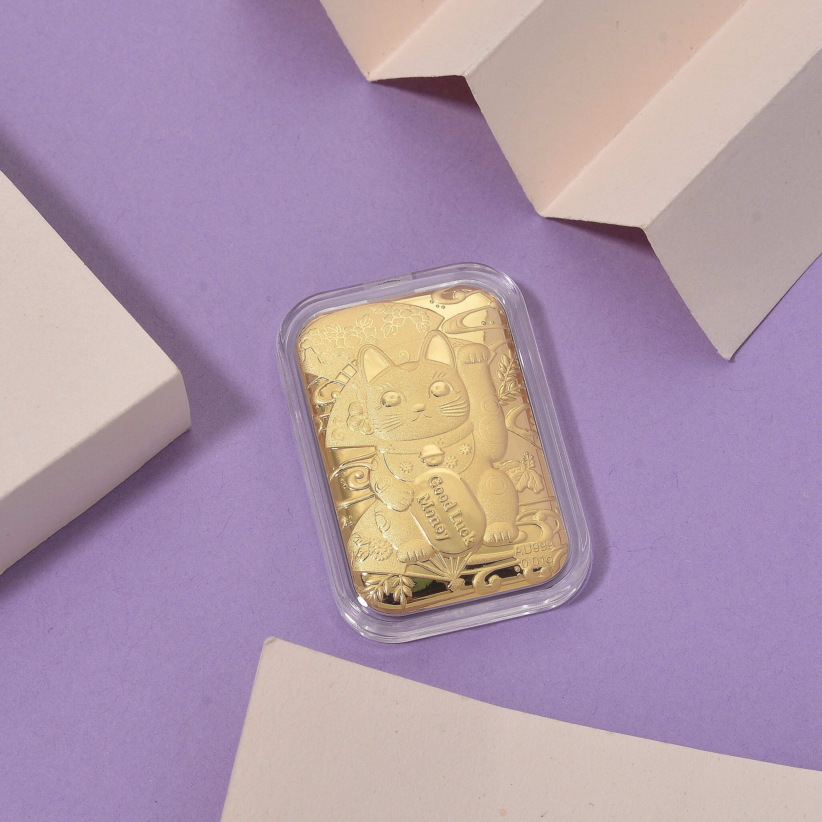 Black Friday Deal- 24K Yellow Gold Embossed Money Cat Collectable