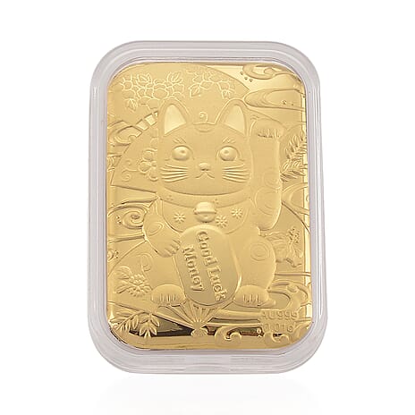 Black Friday Deal- 24K Yellow Gold Embossed Money Cat Collectable