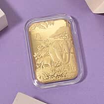 24K (99.99% Purity) Yellow Gold Embossed Elephant Family Collectable (39.80 x 25.65 MM)