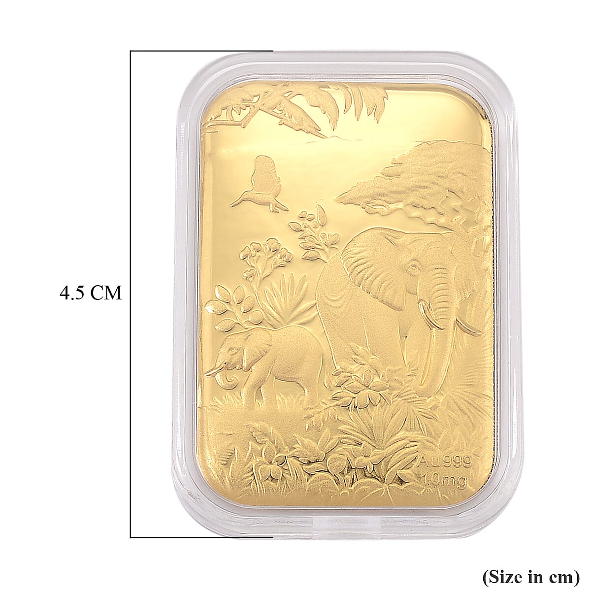24K (99.99% Purity) Yellow Gold Embossed Elephant Family Collectable (39.80 x 25.65 MM)