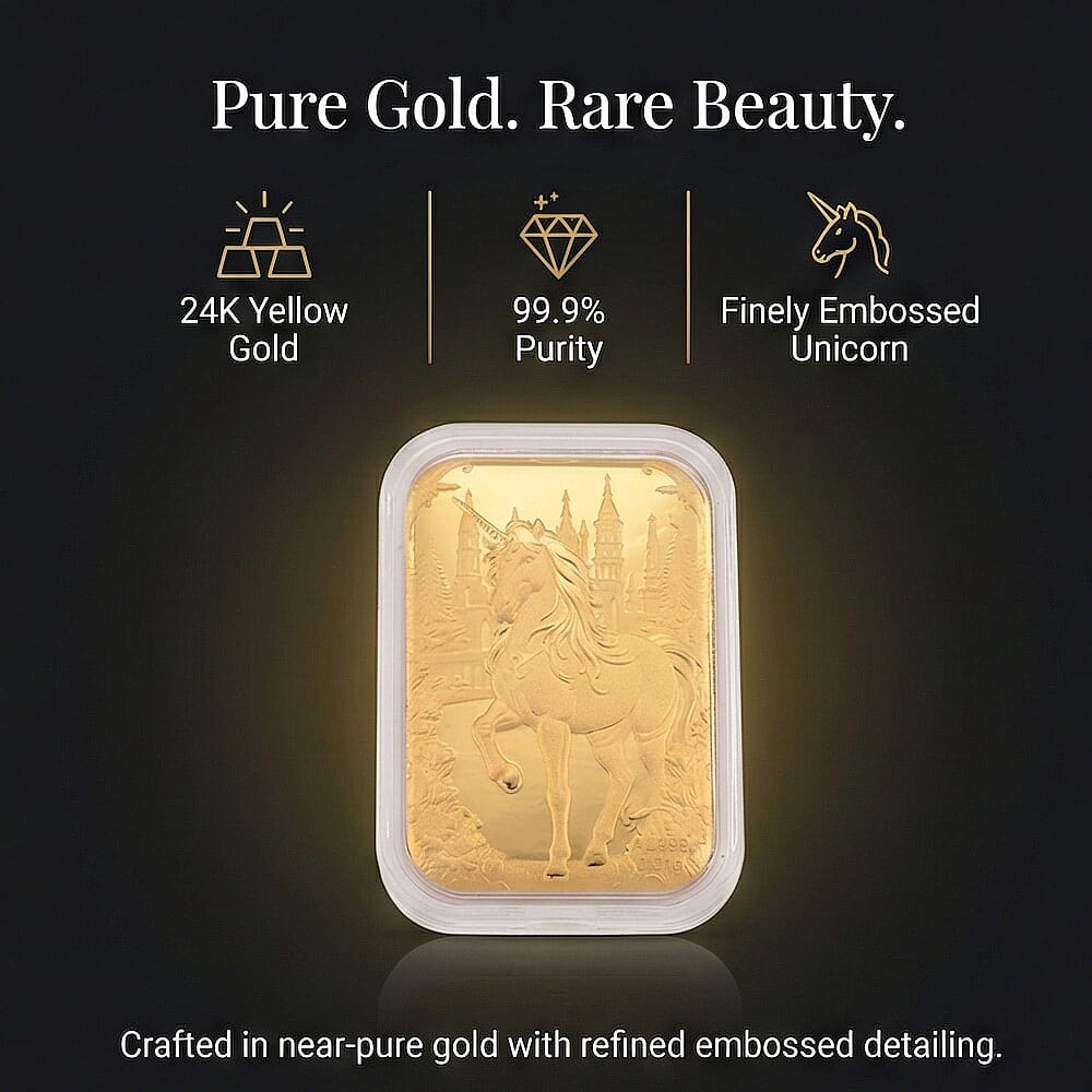 24K Yellow Gold (99.9% Purity) Unicorn Collectable