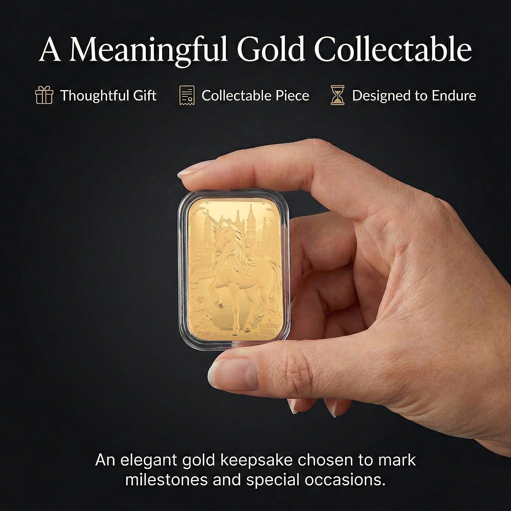 24K Yellow Gold (99.9% Purity) Unicorn Collectable