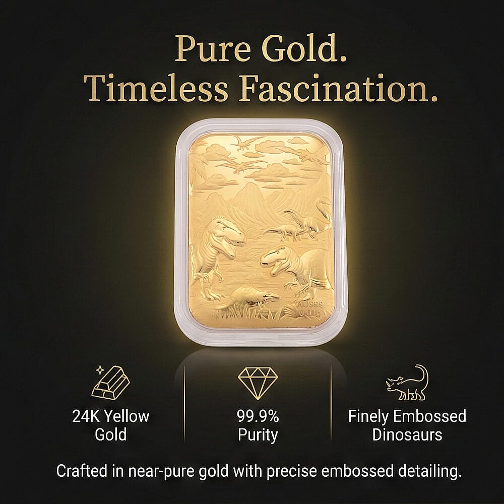 Black Friday Deal- 24K Yellow Gold Embossed Dinosaurs Collectable