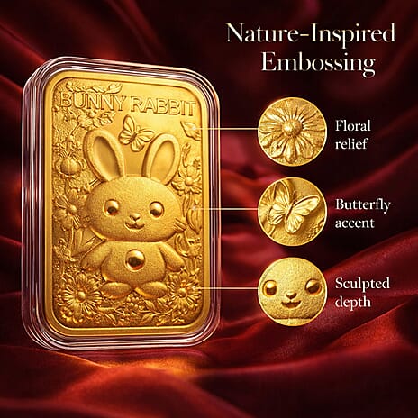 24K Yellow Gold Rabbit Embossed Foil