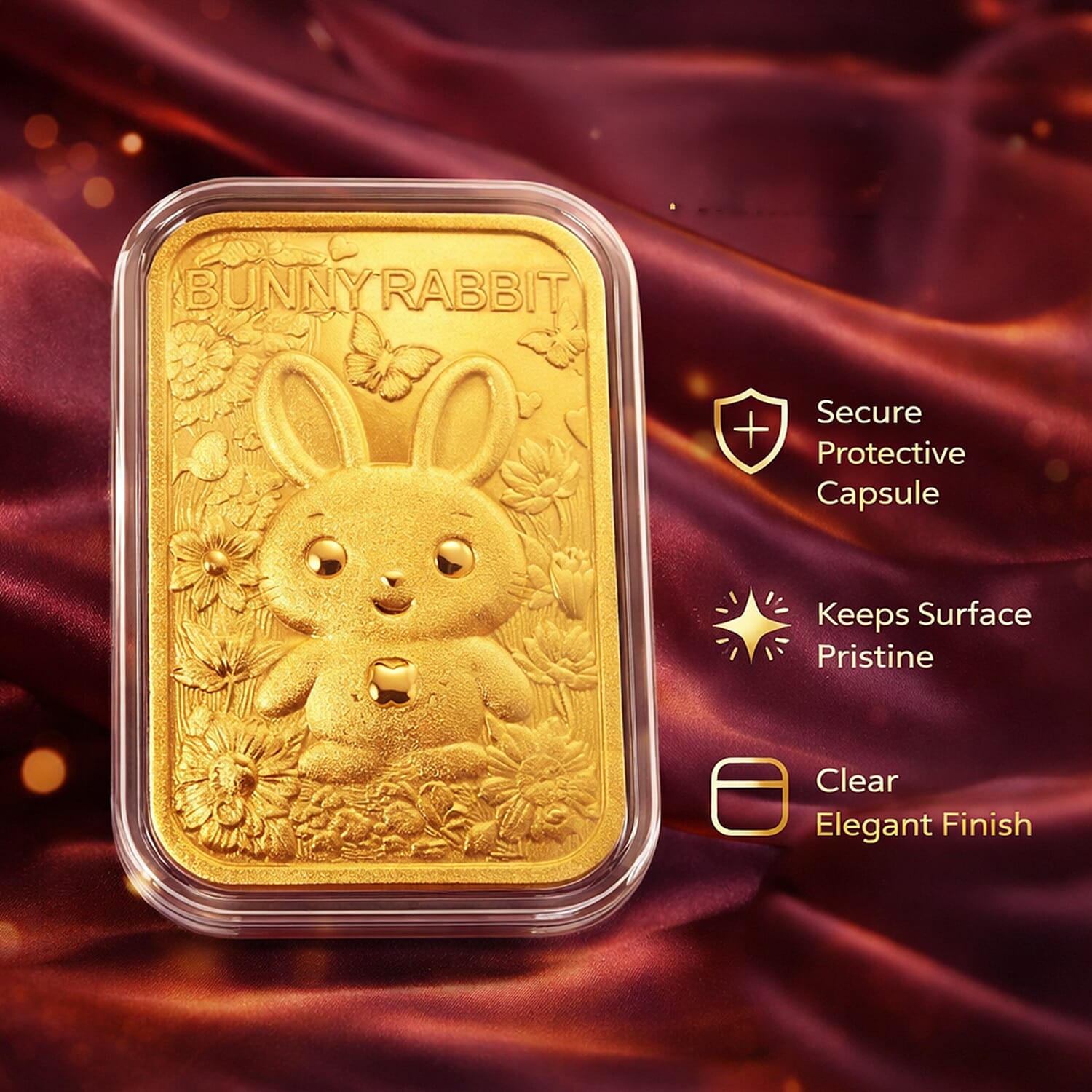 24K Yellow Gold Rabbit Embossed Foil