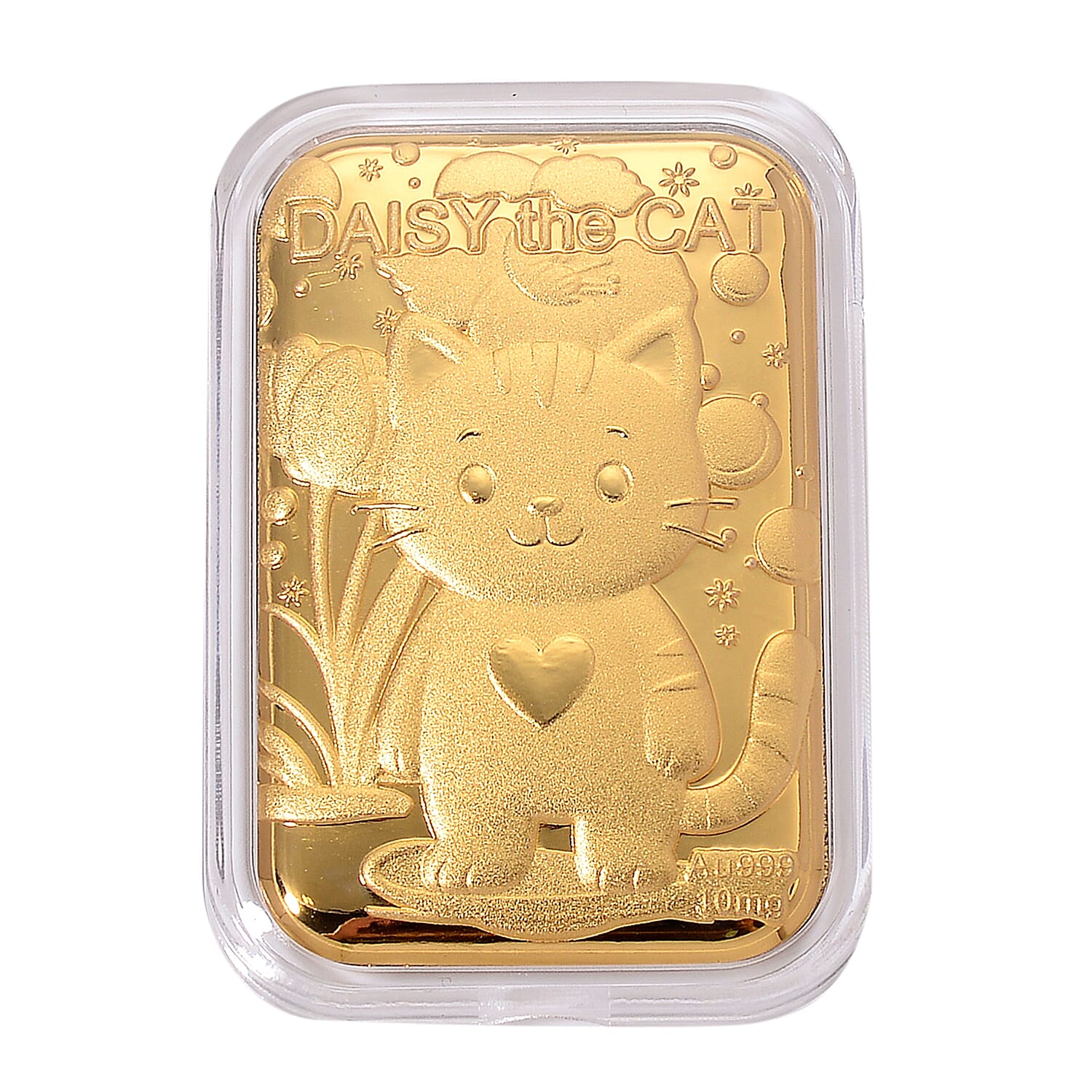 24K Yellow Gold Blossom Kitty Embossed