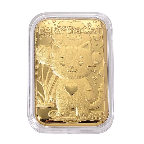 24K Yellow Gold Blossom Kitty Embossed Foil