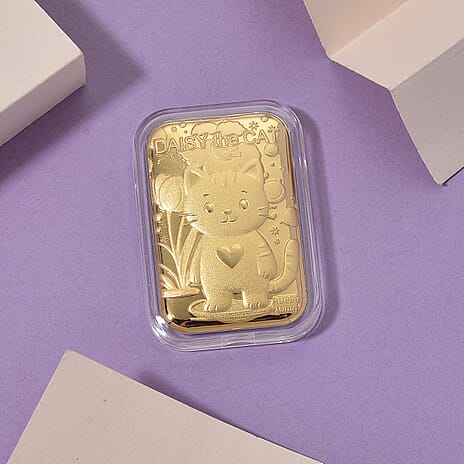 24K Yellow Gold Blossom Kitty Embossed