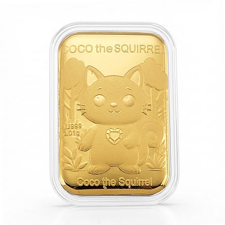 24K Yellow Gold Coco The Squirrel Embossed Foil
