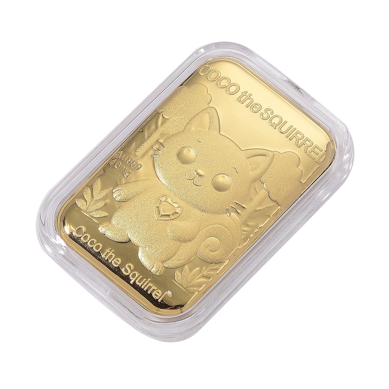 24K Yellow Gold Coco The Squirrel Embossed Foil