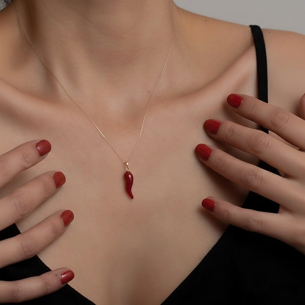 GP-9K Yellow Gold Chilli Enamelled Pendant