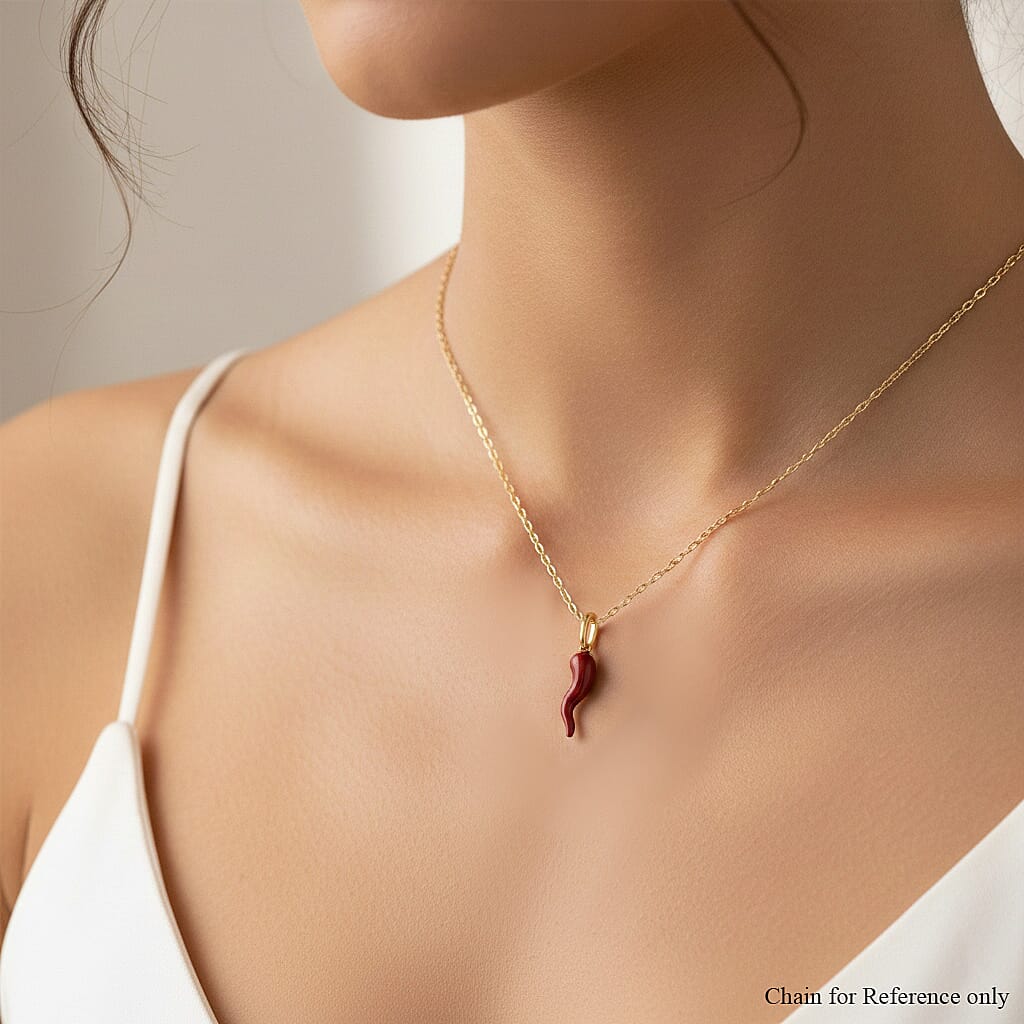 GP-9K Yellow Gold Chilli Enamelled Pendant
