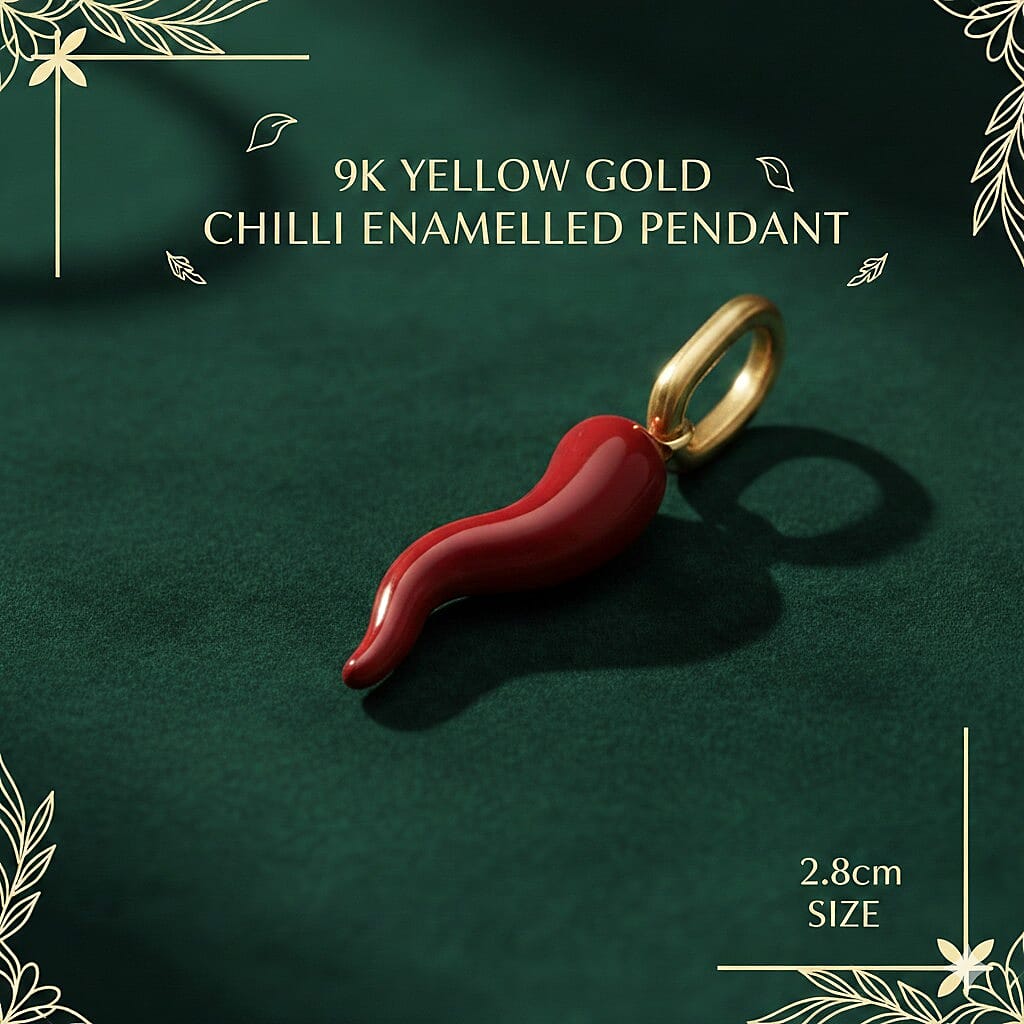 GP-9K Yellow Gold Chilli Enamelled Pendant