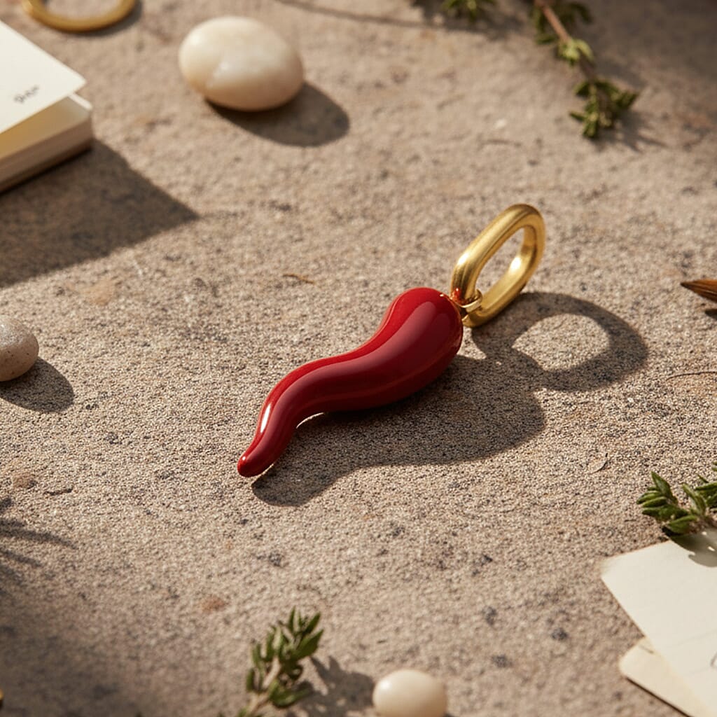 GP Collection-  9K Yellow Gold Chilli Enamelled Pendant