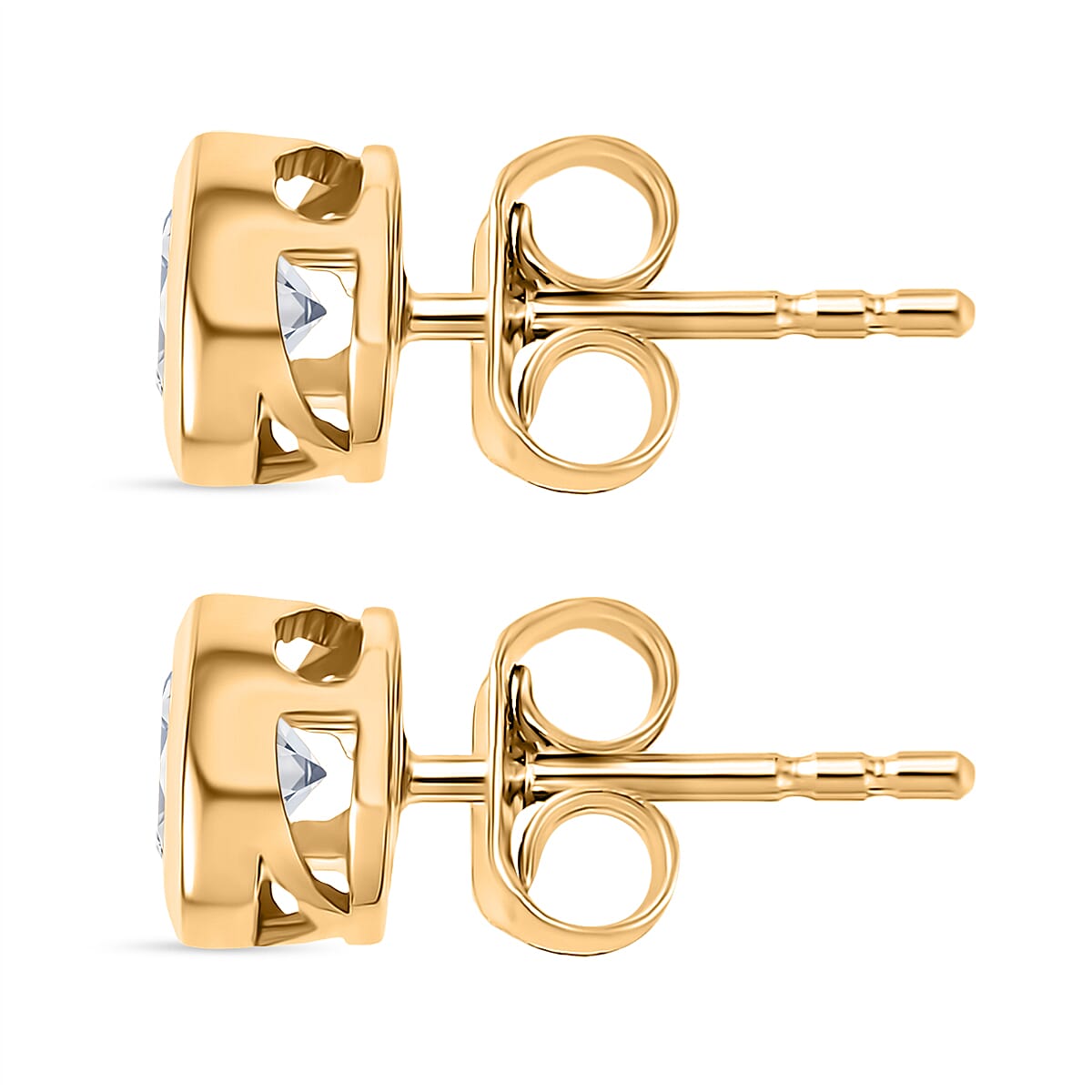 Luxuriant Lab Grown Diamond Solitaire Stud Push Post Earring in 18K Vermeil Yellow Gold Plated Sterling Silver 1.04 Ct.