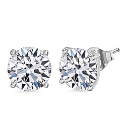 LUXURIANT 3 Ct. Lab Grown Diamond Solitaire Earrings in 9K White Gold, SGL Certified