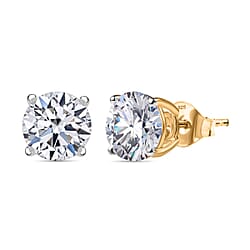 LUXURIANT 3 Ct. Lab Grown Diamond Solitaire Earrings in 9K White Gold, SGL Certified