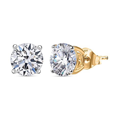 Luxuriant 9K Yellow Gold SGL Certified Lab Grown Diamond (SI-GH) Solitaire Stud Push Post Earring 3.00 Ct.