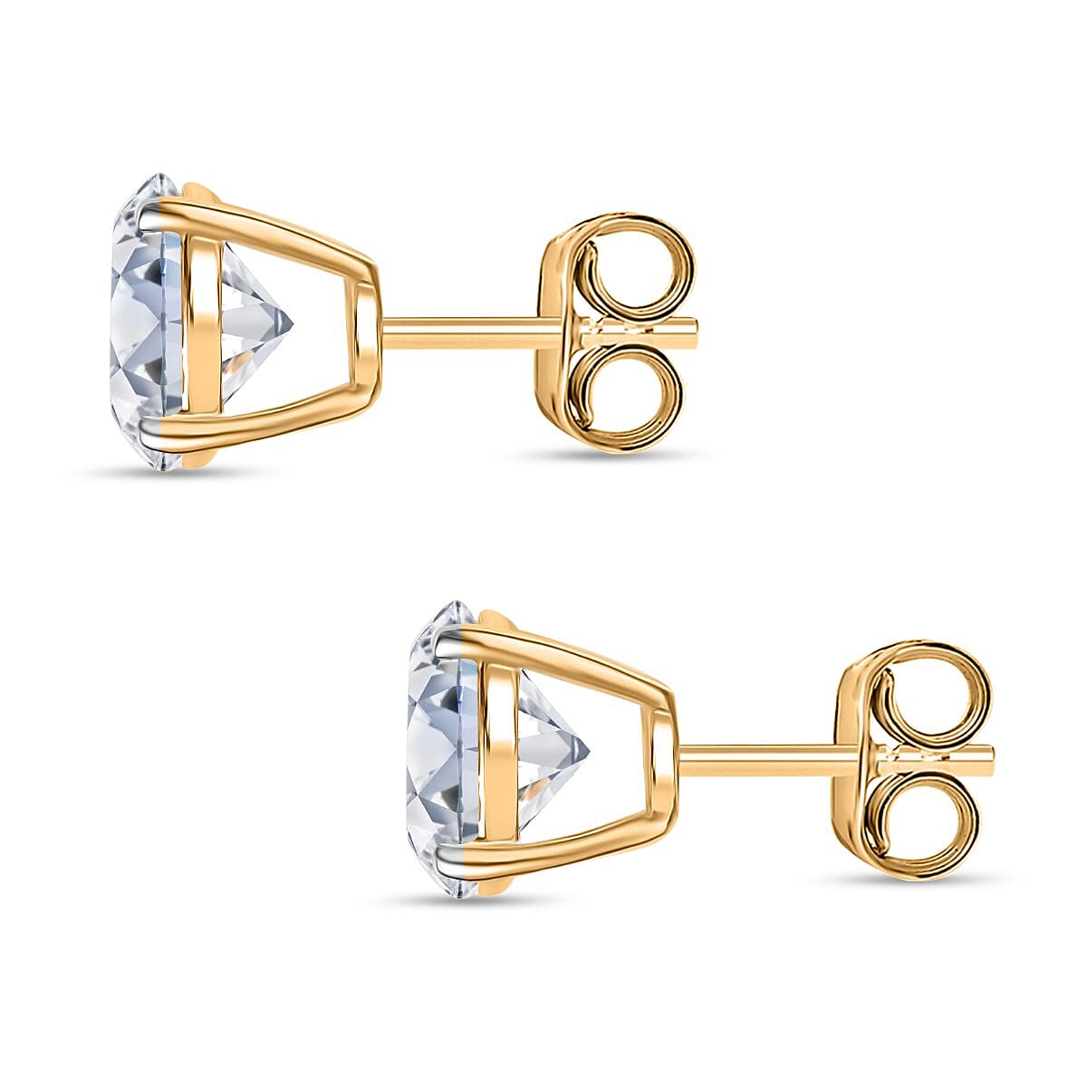 Luxuriant 9K Yellow Gold SGL Certified Lab Grown Diamond (SI-GH) Solitaire Stud Push Post Earring 3.00 Ct.