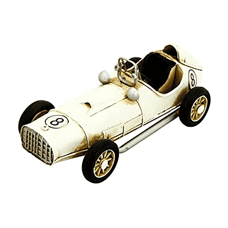 Creative Craft Hand Painted Vintage Style Racing Car - White