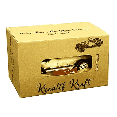 Creative Craft Hand Painted Vintage Style Racing Car - White