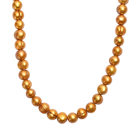 Golden Dyed Pearl Stone Necklace (Size 44) 640.00 Ct.