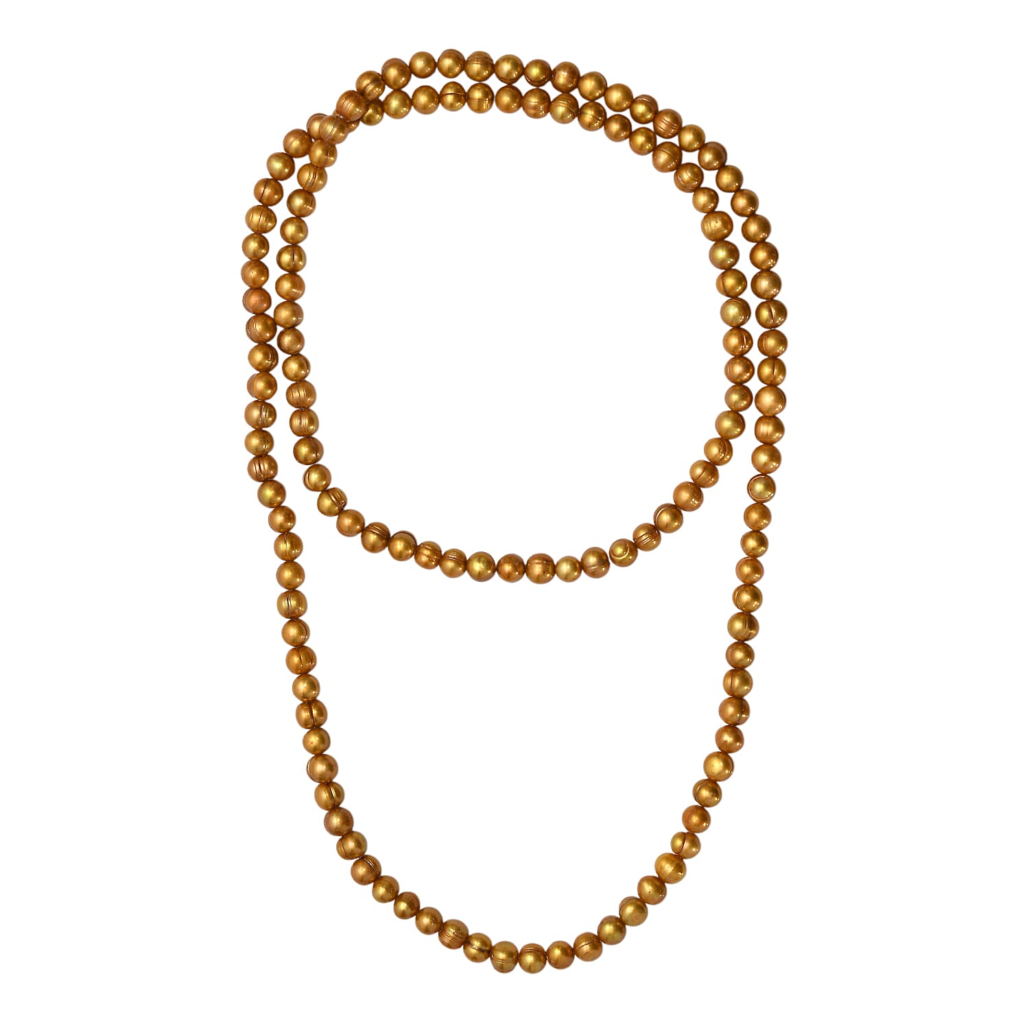 Golden Dyed Pearl Stone Necklace (Size 44) 640.00 Ct.
