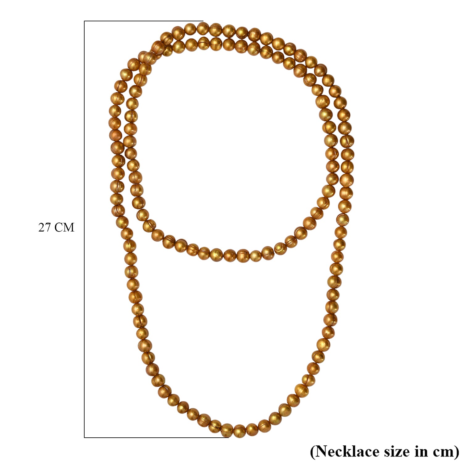 Golden Dyed Pearl Stone Necklace (Size 44) 640.00 Ct.