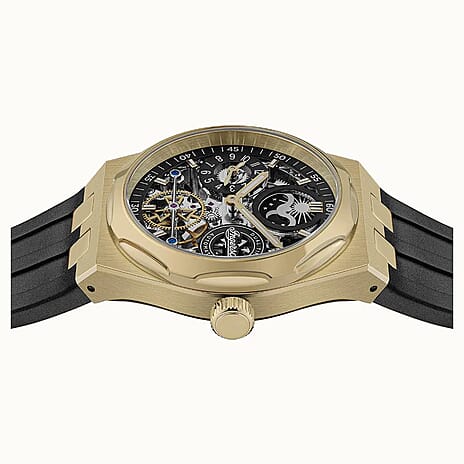 Ingersoll 1892 Broadway Skeleton Dial 5ATM 43mm Gold Stainless Steel Case Mens Watch with Black Silicone Strap