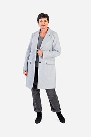 Classic Crombie Tailored Coat With Pockets (Size M) - Grey