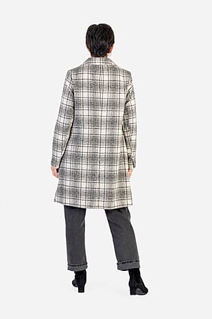Closeout Deal- The Classic Crombie Tailored Coat With Pockets (Size M) - Grey Check