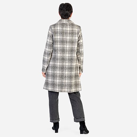 Closeout Deal- The Classic Crombie Tailored Coat With Pockets (Size XL) - Grey Check