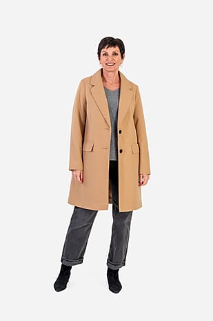 Closeout Deal- The Classic Crombie Tailored Coat With Pockets (Size M) - Camel