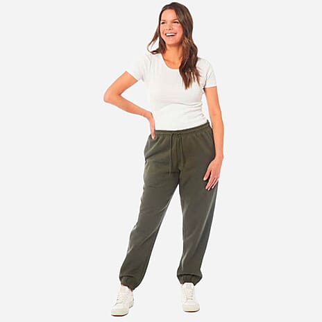 Charlotte West Women's Cotton Cuffed Jogger (Size 16-18) - Khaki Dark Green