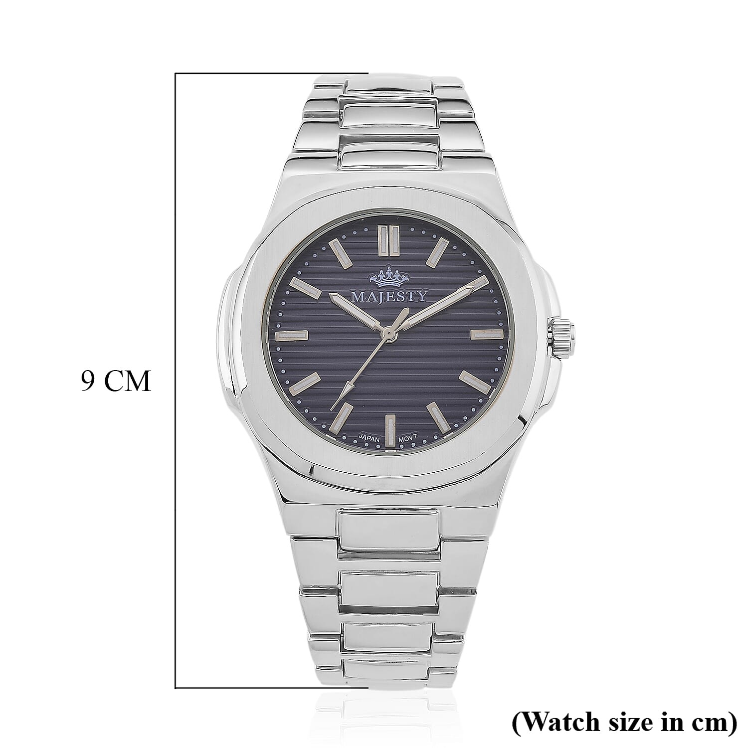 ONE TIME DEAL - Majesty Miyota 2035 Movement 3ATM Water Resistant Navy Blue Hydraulic Dial Watch with Silver Colour Strap