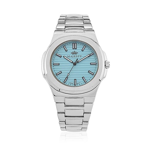 Miyota 2035 Movement 3ATM Water Resistant Sky Blue Hydraulic Dial Watch with Silver Colour Chain Strap