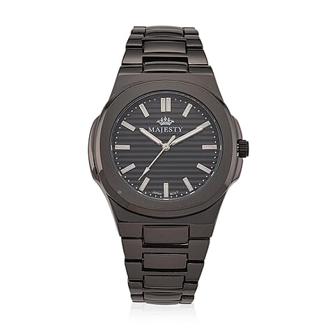 Majesty Miyota 2035 Movement 3ATM Water Resistant Black Hydraulic Dial Watch with Black Colour Chain Strap