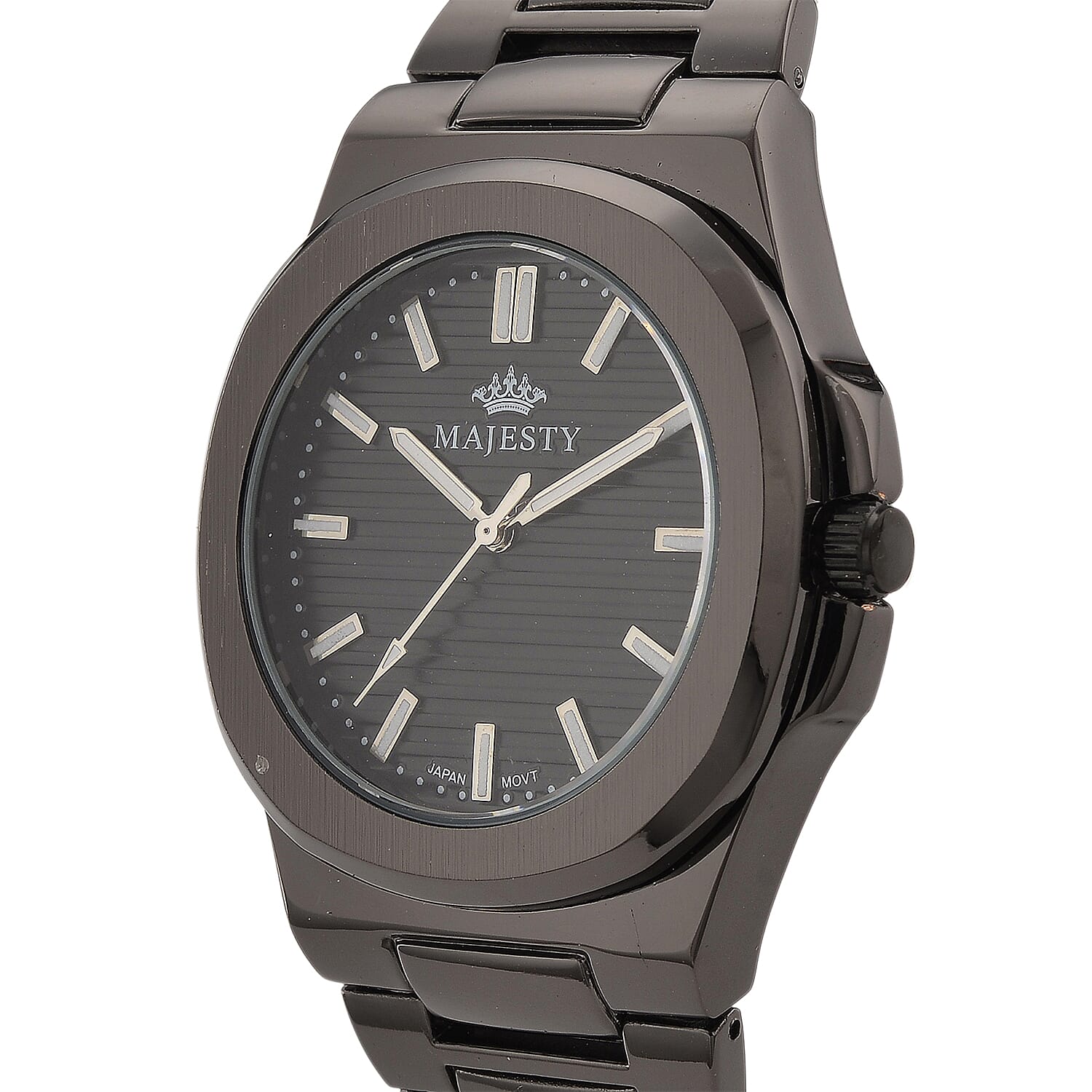 Majesty Miyota 2035 Movement 3ATM Water Resistant Black Hydraulic Dial Watch with Black Colour Chain Strap