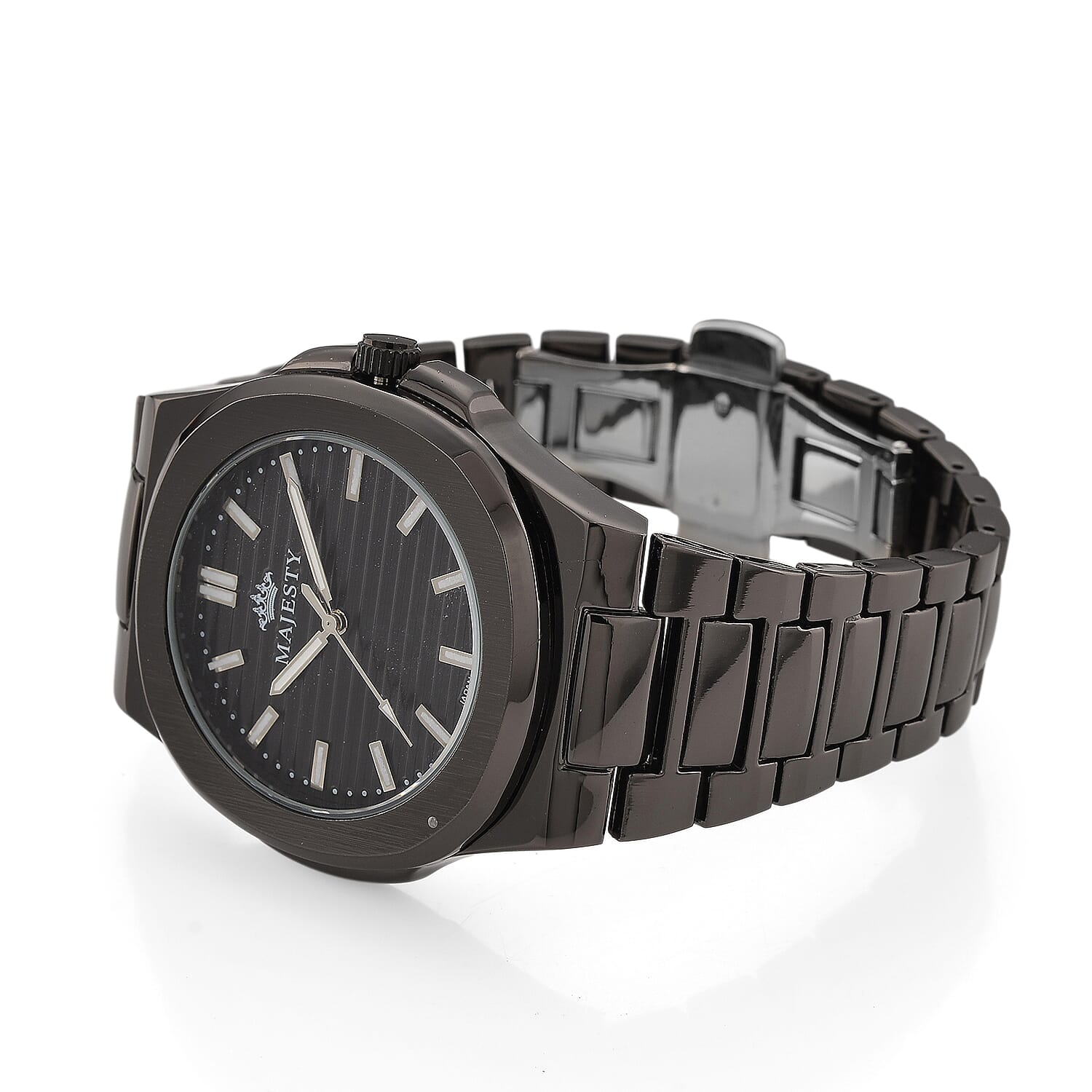 Majesty Miyota 2035 Movement 3ATM Water Resistant Black Hydraulic Dial Watch with Black Colour Chain Strap