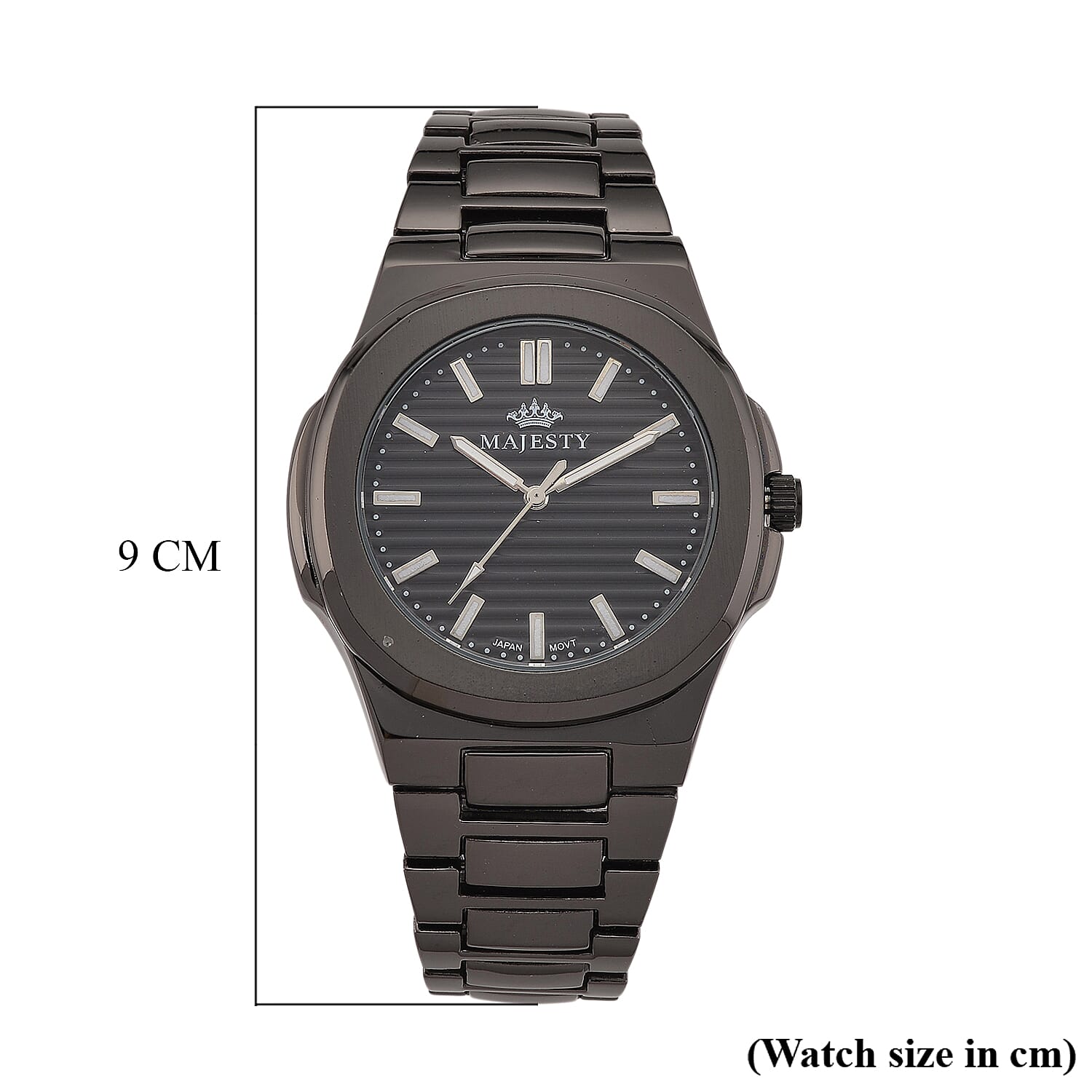 Majesty Miyota 2035 Movement 3ATM Water Resistant Black Hydraulic Dial Watch with Black Colour Chain Strap