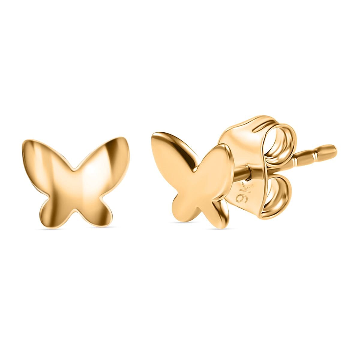 9K Yellow Gold Butterfly Earring with Push Back