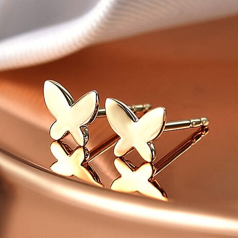 9K Yellow Gold Butterfly Earring with Push Back