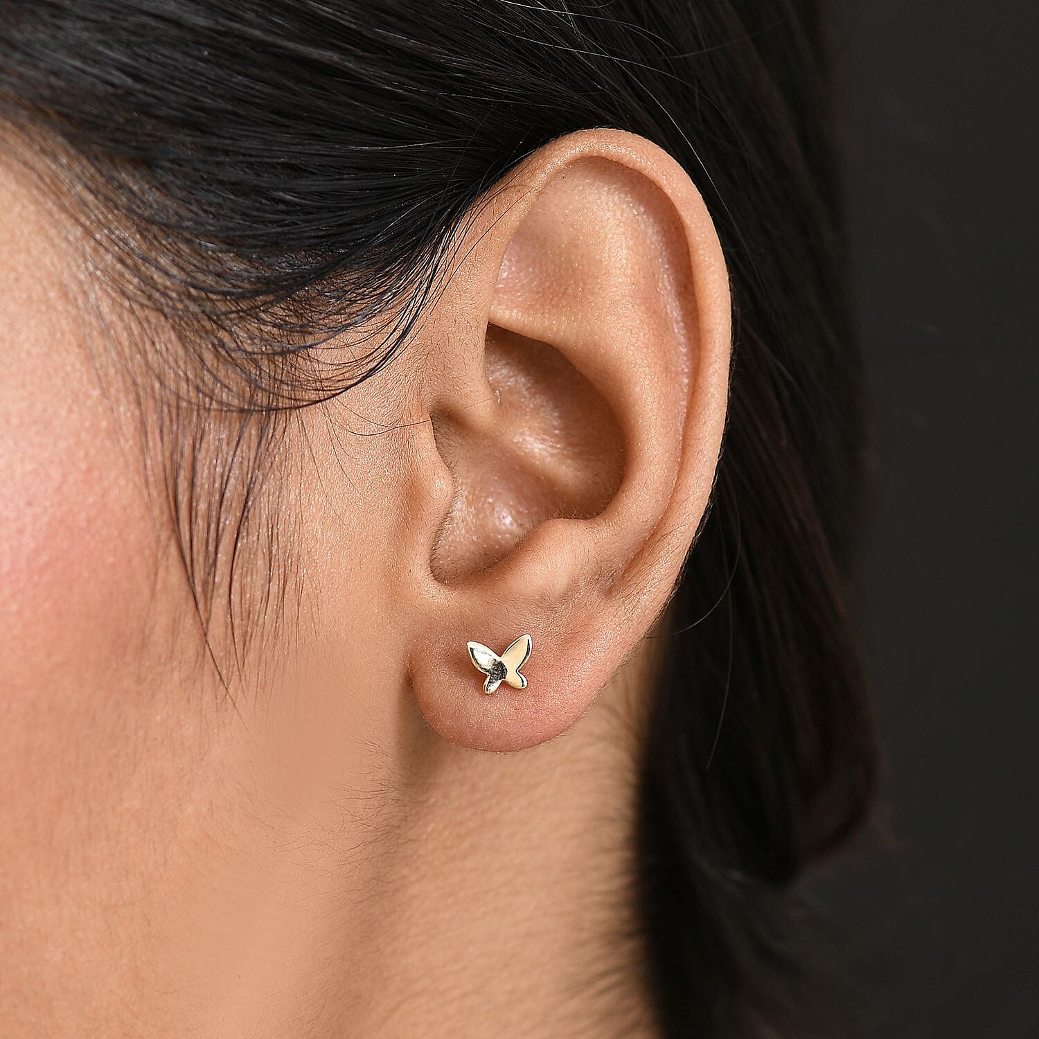 9K Yellow Gold Butterfly Earring with Push Back