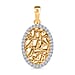 9K Yellow Gold Moissanite Textured Rectangular Halo Pendant