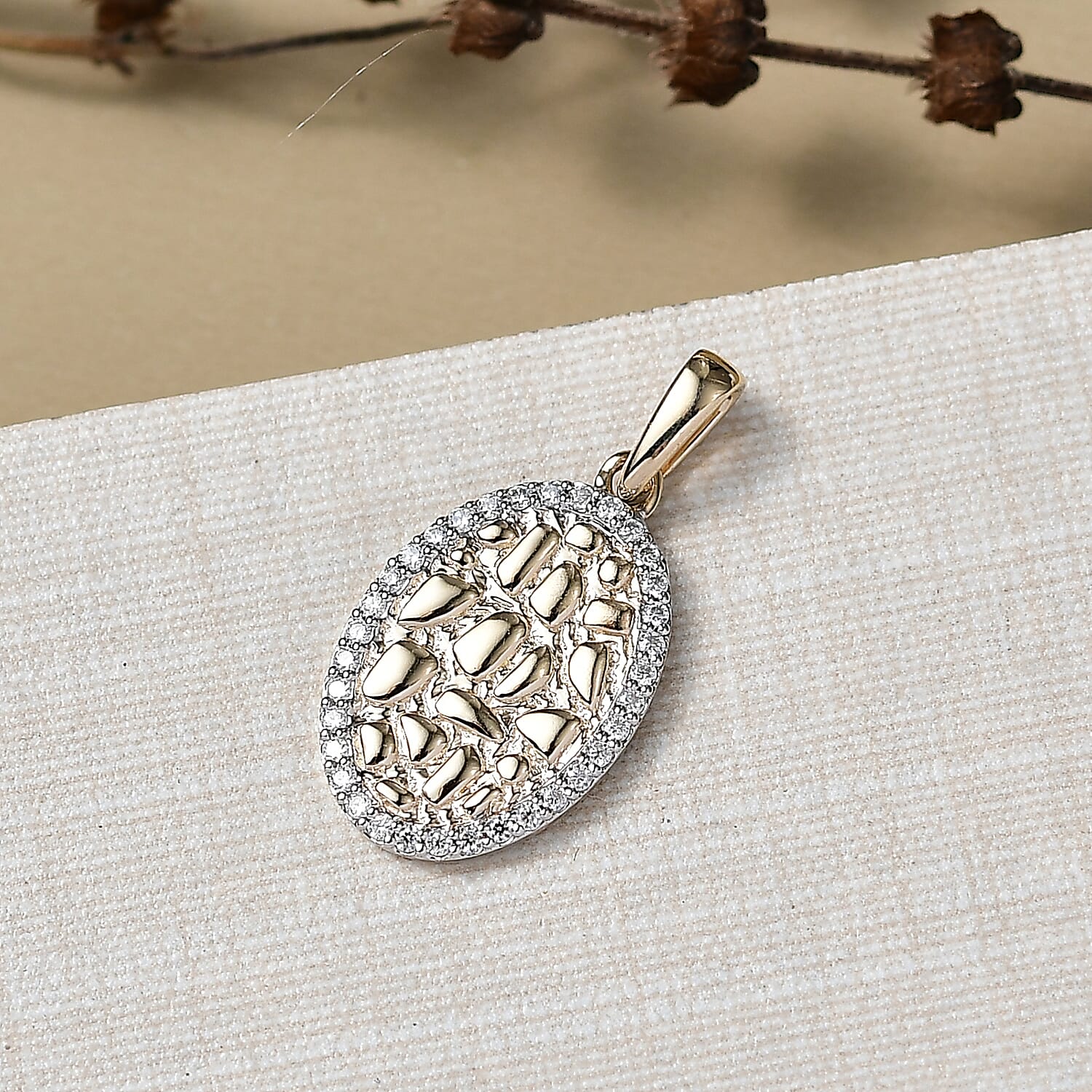 9K Yellow Gold Moissanite Pendant