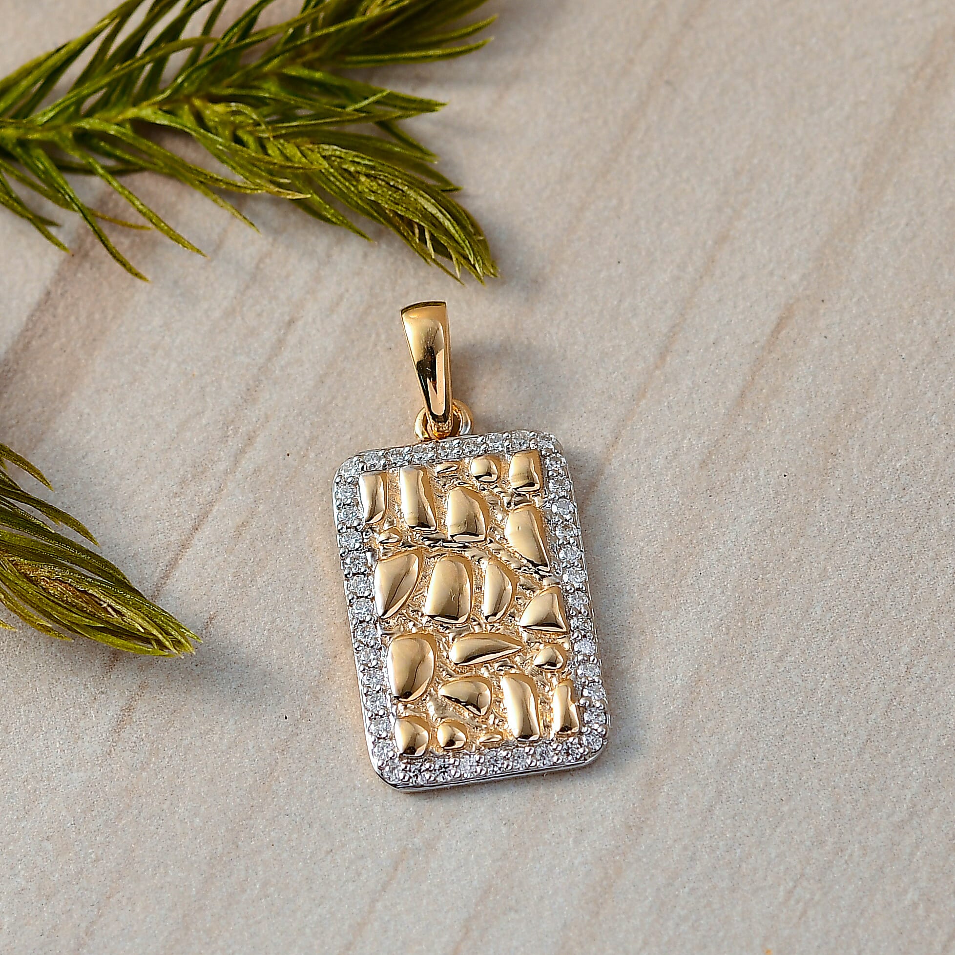 9K Yellow Gold Moissanite Pendant