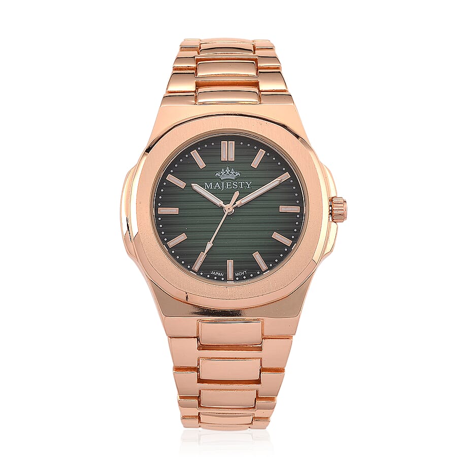 ONE TIME DEAL- Majesty Miyota 2035 Movement 3ATM Water Resistant Green Gradient Hydraulic Dial Watch with Rose Gold Colour Strap