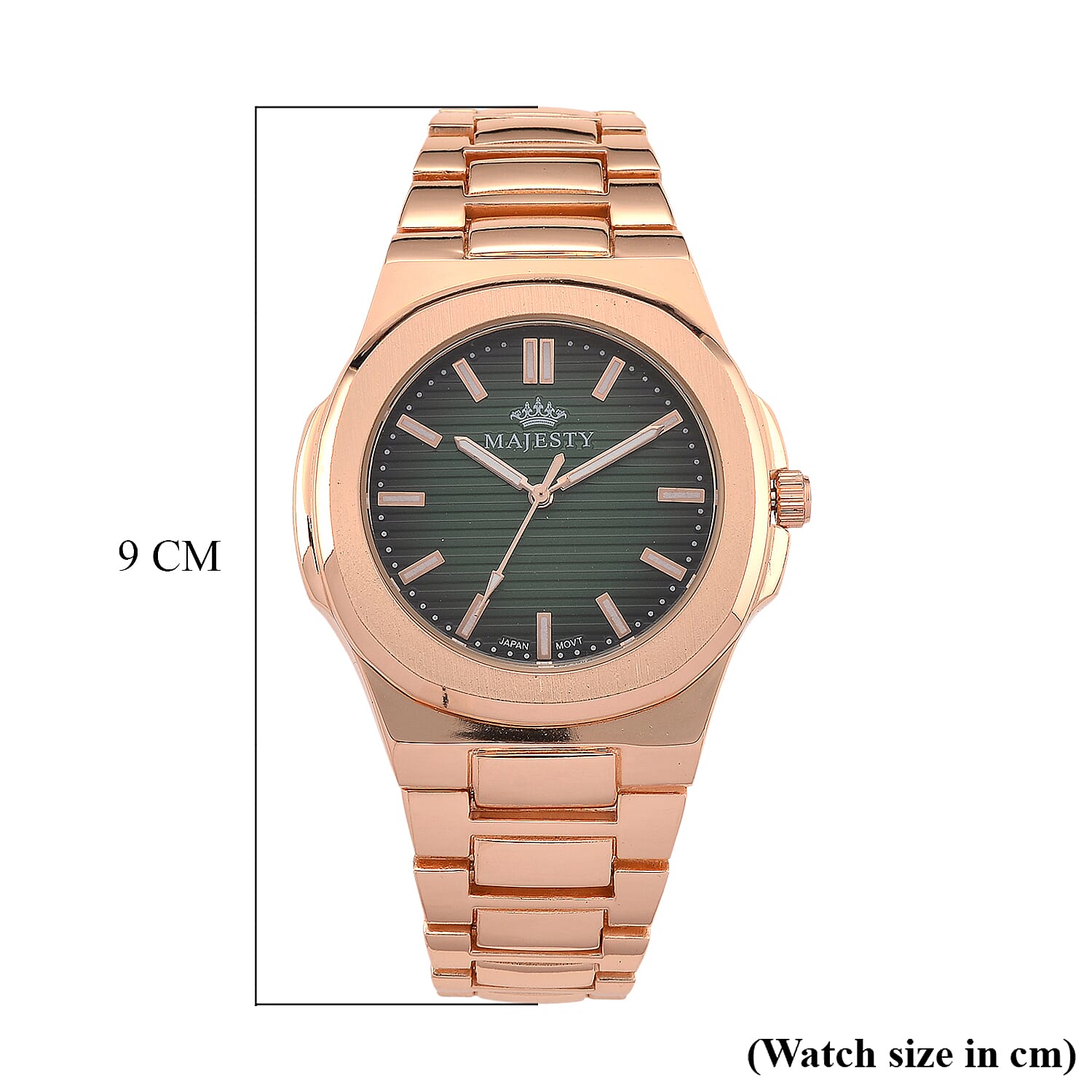BRAND NEW -- Majesty Miyota 2035 Movement 3ATM Water Resistant Green Gradient Hydraulic Dial Watch with Rose Gold Colour Chain Strap